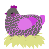 A grey and orchid chicken with a lace pattern