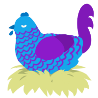 A sky and violet chicken with a lace pattern