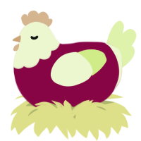 A maroon and apple chicken with a head pattern