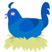 A sapphire and ultramarine chicken with a head pattern