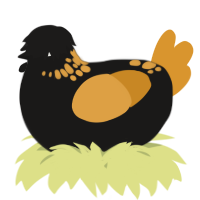 A sable and orange chicken with a neck-speckle pattern