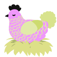 A lavender and lemon chicken with a lace pattern
