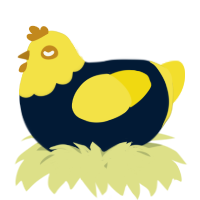 A tumblr and yellow chicken with a head pattern