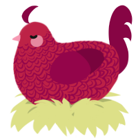 A crimson and maroon chicken with a double-lace pattern
