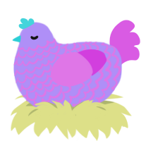 A lilac and orchid chicken with a lace pattern