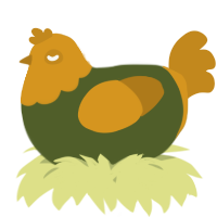 A olive and ochre chicken with a head pattern