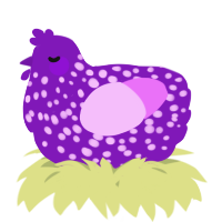 A violet and lavender chicken with a speckle pattern