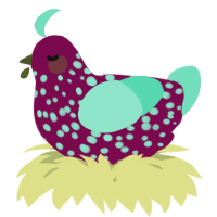 A wine and mint chicken with a speckle pattern