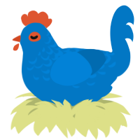 A sapphire chicken with a half-lace pattern