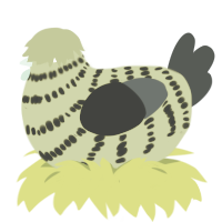 Mossy Birch, a indigo and beige chicken with a bar pattern