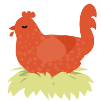 A vermilion chicken with a speckle pattern