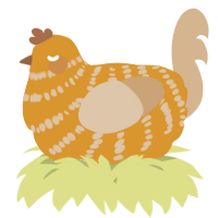 A orange and beige chicken with a bar pattern