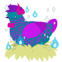 A sea and amethyst chicken with a lace pattern