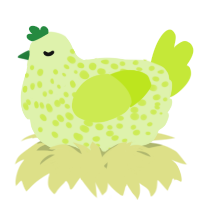 A apple and lime chicken with a speckle pattern