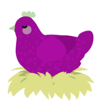 A plum chicken with a speckle pattern