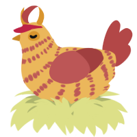 A honey and red chicken with a bar pattern
