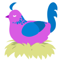 A orchid and sapphire chicken with a neck-speckle pattern
