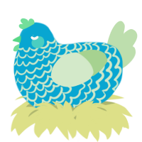 A cerulean and gluppy chicken with a lace pattern