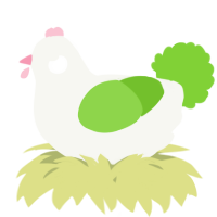 A white and grass chicken