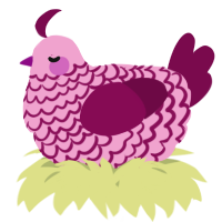 A pink and wine chicken with a lace pattern