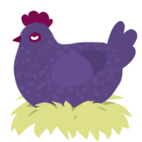 A overcast chicken with a speckle pattern