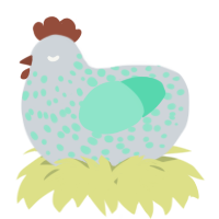 A mist and mint chicken with a speckle pattern