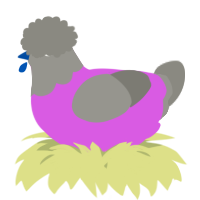 A orchid and ash chicken with a head pattern