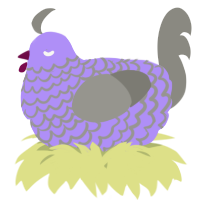 A lilac and ash chicken with a lace pattern
