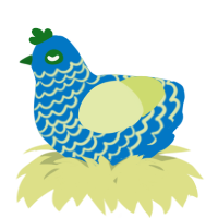 A sapphire and lemon chicken with a lace pattern