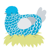 Freezer, a cerulean and mist chicken with a lace pattern
