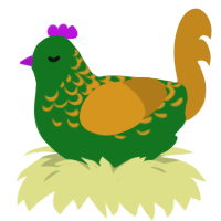 A leaf and ochre chicken with a half-lace pattern