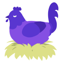 A blurple and indigo chicken with a head pattern
