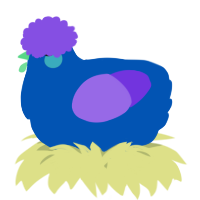 A ultramarine and blurple chicken