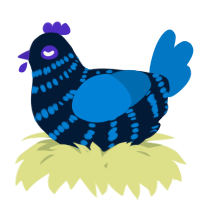 A tumblr and sapphire chicken with a bar pattern
