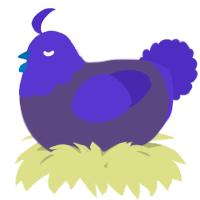 A overcast and indigo chicken with a head pattern