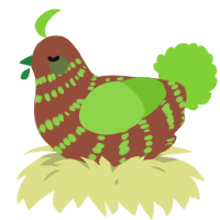 A russet and grass chicken with a bar pattern