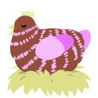 A russet and lavender chicken with a bar pattern