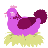 A orchid and wine chicken with a neck-speckle pattern