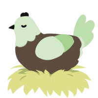 A bark and gluppy chicken with a head pattern