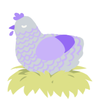 A mist and lilac chicken with a lace pattern