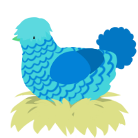 A aqua and sapphire chicken with a lace pattern