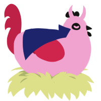 A pink and crimson chicken