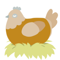 Cheeseburger, a ochre and beige chicken with a head pattern