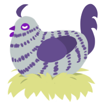 Grape Candycane, a silver and overcast chicken with a bar pattern
