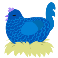 A ultramarine and sapphire chicken with a lace pattern