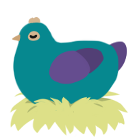 A teal and overcast chicken