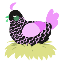 A sable and lavender chicken with a lace pattern