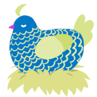 A sapphire and lemon chicken with a lace pattern