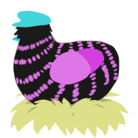 A sable and orchid chicken with a bar pattern