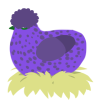 A blurple and overcast chicken with a speckle pattern